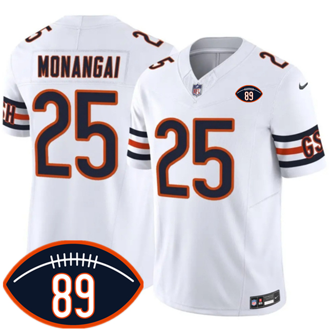 Men's White Chicago Bears #25 Kyle Monangai 2026 F.U.S.E. With Mike Ditka 89 Patch Vapor Untouchable Limited Stitched Football Jersey
